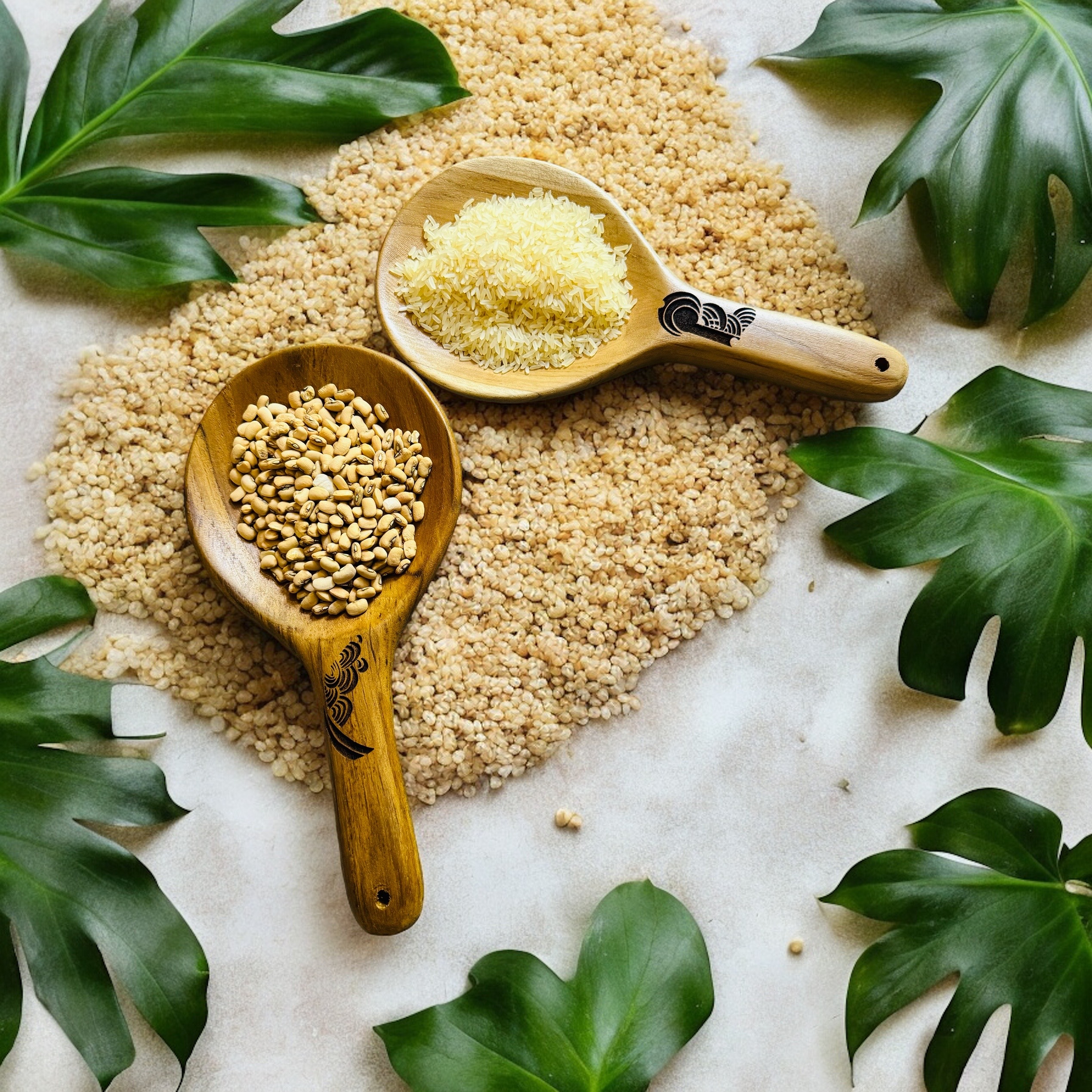 Handcrafted Personalized African Igbako – Teak Wood Measuring Spoon for Rice, Beans thumbnail 3