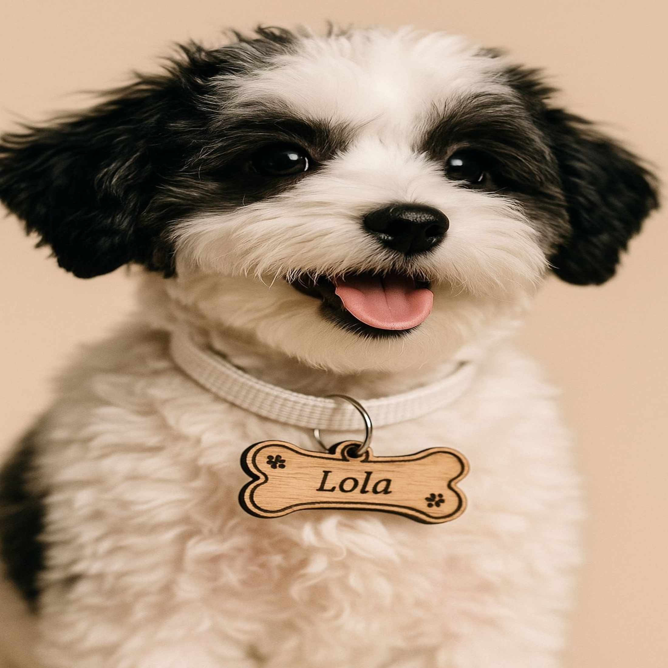 Personalized Teak Wood Pet Tag – Custom Engraved Dog or Cat Name ID Tag – Handmade & Durable thumbnail 2