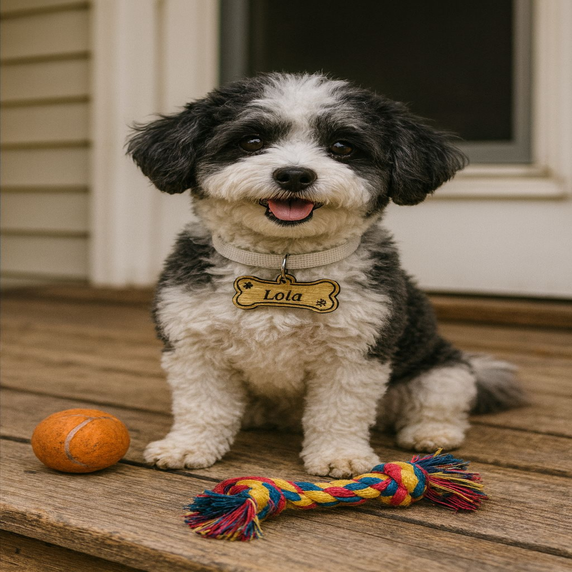 Personalized Teak Wood Pet Tag – Custom Engraved Dog or Cat Name ID Tag – Handmade & Durable thumbnail 3